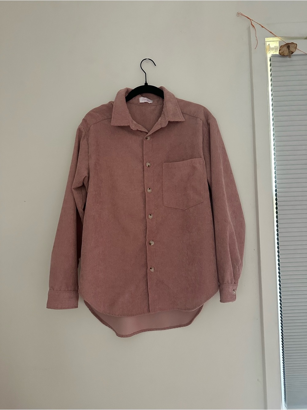 Pink Lily Dusty Rose Corduroy Button-Up Shirt